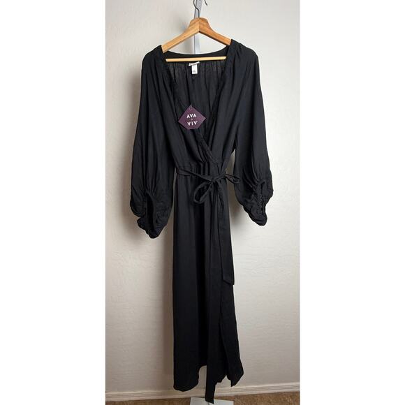 Ava & Viv Dresses & Skirts - NWT Ava & Viv Black Linen Blend Maxi Wrap Dress 3X
